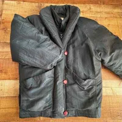 j. Gallery Duckdown Oversize Jacket VINTAGE 80s MEDIUM Metallic Blue - Image 1 of 4