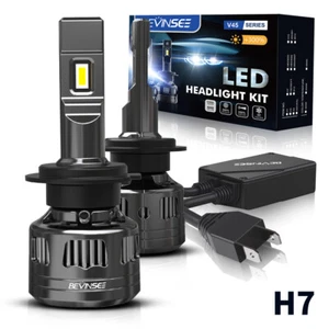 Bevinsee 2x H7 LED Headlight Globes 120W 22000LM Bright White Bulbs V45 Lamp Kit - Picture 1 of 8