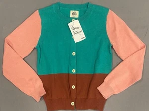 NWT Mini Boden Girls Cardigan Sweater Size 5-6Y Pink Green Brown Color Cotton - Picture 1 of 8