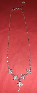 Vintage 1990s Swarovski Genuine Crystal & Pearl Silver-toned Necklace Adjustable - Picture 1 of 24
