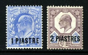 BRITISH LEVANT King Edward VII 1905-08 1p & 2p Surcharged Set SG 13 & SG 14 MINT - Bild 1 von 2