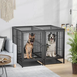 2-in-1 Hundekäfig für 2 Hunde Schwerlast Hundegitterbox Hundebox mit 2 Türen DHL - Bild 1 von 8
