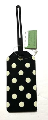 Kate Spade Black White Polka Dot Party ID Holder Lanyard Travel Luggage Tag, New - Image 1 of 4