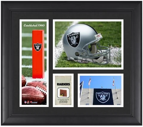 Oakland Raiders Team Logo Framed 15x17 Collage w/GU Football Cover