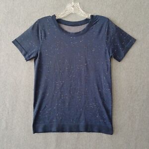Lululemon Shirt Womens Small Blue Short Sleeve Logo Casual Activewear Shirt