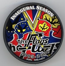 2005-2006 FULL SIZE PUCK INAUGURAL SEASON PORT HURON FLAGS UHL INGLASCO UNITED