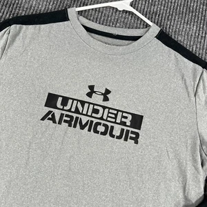 Under Armour Shirt Youth Large Boys Gray Long Sleeve Loose Fit Cold Gear Active - Picture 1 of 10