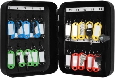 20 Hooks Black Matt Key Cabinet Wall Mount Key Lock Box with Key Management Lock - Image 1 of 4