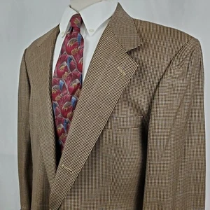 Harold Powell Men's Sport Coat Jacket Houndstooth 44L Gold Black, Three Button - Picture 1 of 11