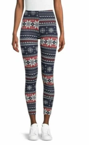 NO BOUNDARIES JUNIORS CHRISTMAS SNOWFLAKES FAIRISLE LEGGINGS 2XL(19) NWT[CHR8] - Picture 1 of 4