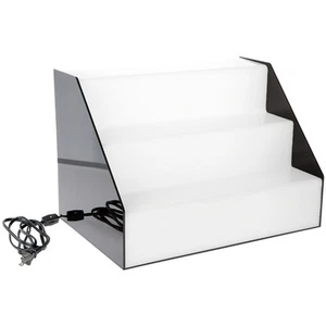 Plymor Acrílico Negro/Blanco 3 Escaleras Retroiluminadas 12.5"H x 18.25"D x 12.5"W - Imagen 1 de 1