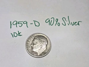 1959-d Roosevelt Groschen 90% Silber - Bild 1 von 2