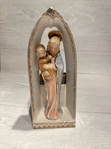 Plantador Lefton 1950, Virgen María y Niño Jesús Bajo Arco, Colores Pastel Pascua - Imagen 1 de 8