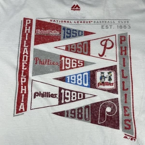 Camiseta Philadelphia Phillies Talla XL Majestuosa Triple Pico Blanco Banderines Gráfico - Imagen 1 de 12