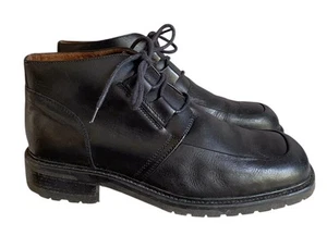 Next Herren Schwarz Leder Stiefeletten Schnürung Smart Mods Schuhe UK 9 Eckige Zehe - Bild 1 von 12