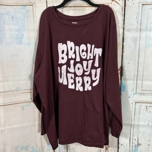 Sonoma Long Sleeve Round Neck Tee Women's Graphic T-Shirt Size 3X Maroon NWT - Picture 1 of 6