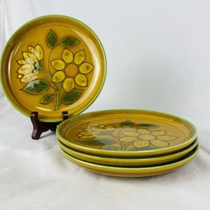 4 Vintage Metlox Pottery Poppy Trail Dahlia 6.5” Bread Plates California Pottery - Picture 1 of 16