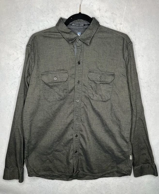 Camisa KUHL Para Hombres Grande Verde Gris Con Botones Manga Larga Sarga Bolsillos Utilitarios Foto 1 de 4