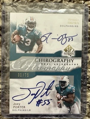 2009 SP Authentic Football Ronnie Brown/Joey Porter Dual Auto #31/75 Dolphins - Image 1 of 2
