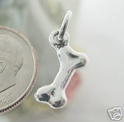 Dije de hueso de plata 925 plata de ley 3D perro perro hueso colgante Foto 1 de 1