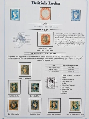 India 1854 Litografía - Página BRILLANTE. ¡¡MIRA!! Ese 4a. NO está cortado a la forma. ¡SÚPER! Foto 1 de 4