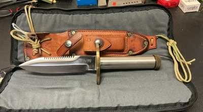 Randall Mod. 18-5 1/2 Threaded Brass Butt Cap W/ Riveted Sheath And White Stone. - Image 1 of 4