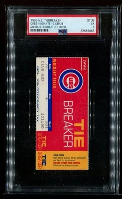 Michael Jordan 1st Pitch Tiebreaker - PSA Ticket 1998 Chicago Cubs PSA 5 - Image 1 of 2