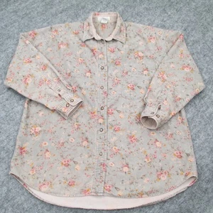 Camicia vintage express donna media floreale velluto a coste bottoni manica lunga anni 90 - Foto 1 di 15
