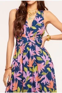 $ 495 Ramy Brook Miles Miles Damen lila Blumen plissiert V-Ausschnitt Miles Kleid. Größe 6 - Bild 1 von 12