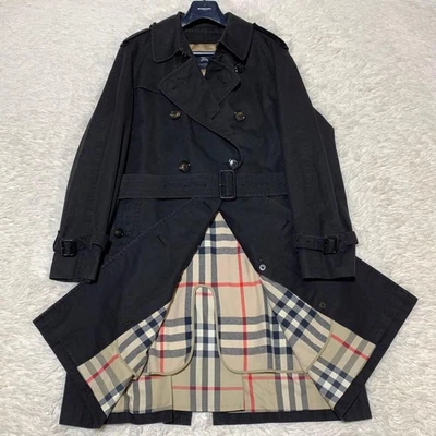 Chaqueta de trinchera Burberry London Mega Check para hombre con cinturón y forro, negra, LL Foto 1 de 4