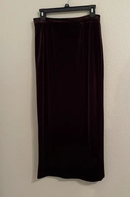 Alex Evenings Brown Velvet Skirt Velour Maxi Skirt with Zip Size 4 - Image 1 of 4