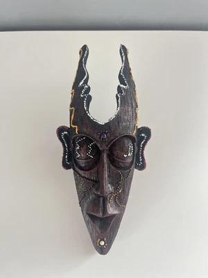 African Horned Mask Spiritual Guardian Ethnic Decor Guro/Baule - Image 1 of 4