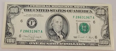 1990 Series $100 Bill, Serial Number F 28631967 A - Image 1 of 2