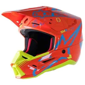 2023 ALPINESTARS S-M5 SM5 HELMET ACTION ORANGE FLUO CYAN YELLOW FLUO GLOS NEW MX - Picture 1 of 2