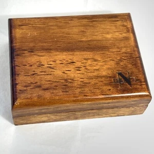 Vintage Nautica Brand Wood Jewelry Accessory Trinket Box Wallet Case Velvet Int - Picture 1 of 7