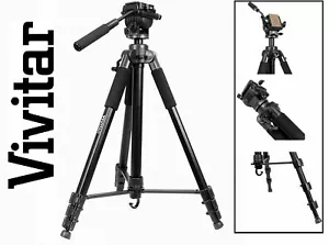 VIVITAR 82" PHOTO VIDEO Heavy Duty Photo Video Tripod & Case 11 lb Load - Picture 1 of 8