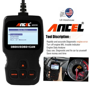 Lector de códigos OBD2 para automóvil borrado motor luz herramienta de diagnóstico escáner AD310 EE. UU. - Imagen 1 de 12