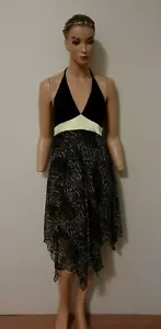 SHEIKE Designer Label Womens Brown Animal Print Yellow Satin Slash Dress Size 10 - Picture 1 of 8