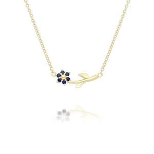 Floral Vine Sapphire Necklace in 9ct Yellow Gold - Picture 1 of 1