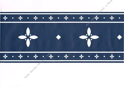 Обои LONGABERGER Heritage Classic синий цветок цветочный кайма 6,75 дюйма x 15 футов - Изображение 1 из 3