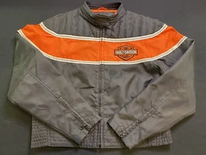 Womens Nylon Harley Davidson Motorcycle Racing Jacket Size Medium Black Orange - Picture 1 of 9