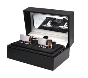 Deep Purple modern Austrian crystal Mens Gift cuff links + Personalised Gift Box - Picture 1 of 7