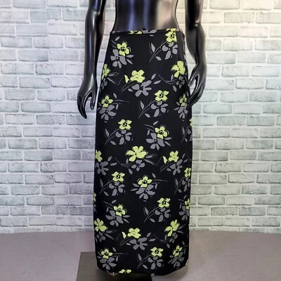 Vintage 90s Innocence M Sheer Black Green Grey Floral Aline Maxi Skirt Grunge - Image 1 of 4