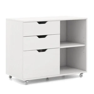 3-Drawer File Cabinet with Adjustable Shelf and Wheels for Letter-White - Color: - Picture 1 of 5