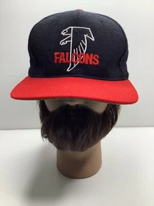 Vintage STARTER SnapBack Hat Cap ATLANTA FALCONS NFL Black Red 100% WOOL *Read* - Picture 1 of 13