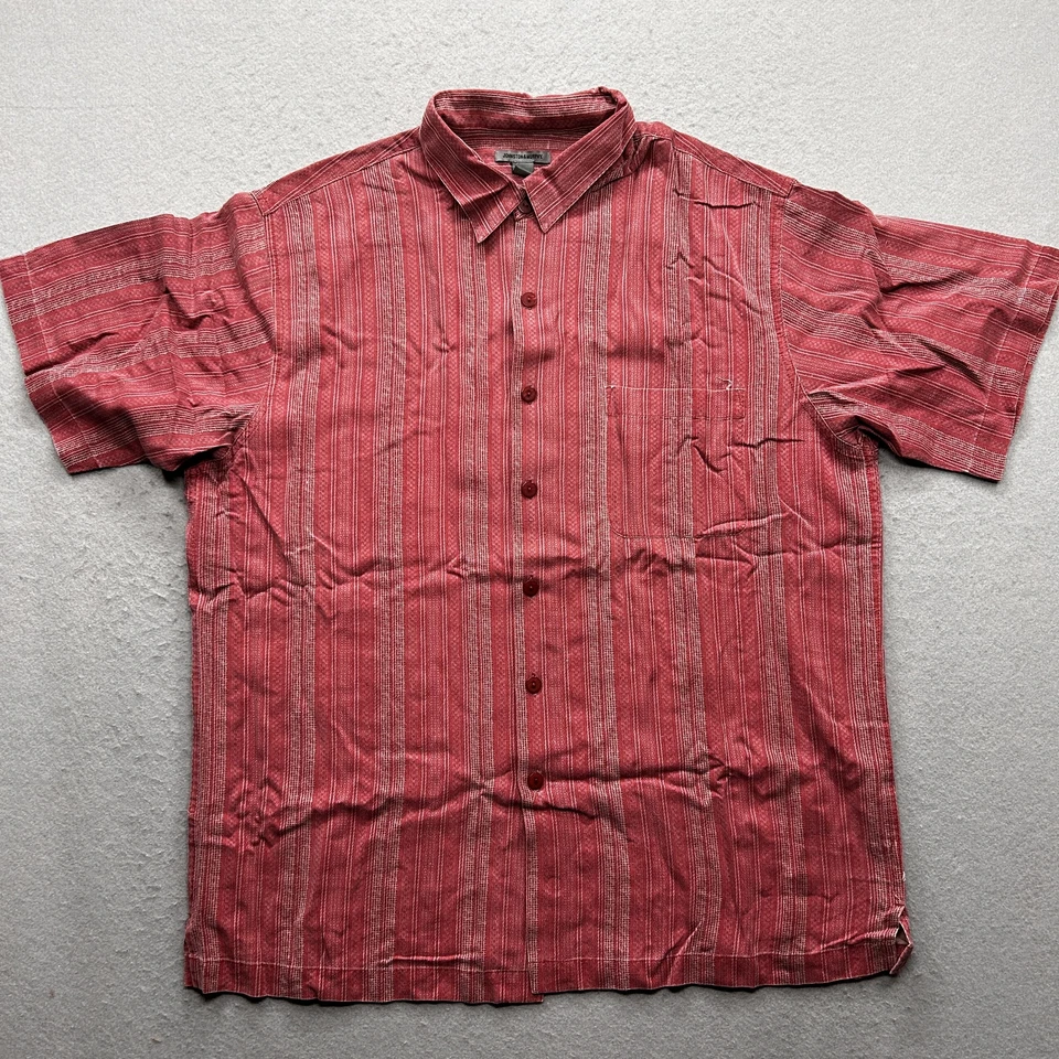 Johnston & Murphy Hombre XL Rojo Vertical Rayas Manga Corta Abotonada Foto 1 de 4