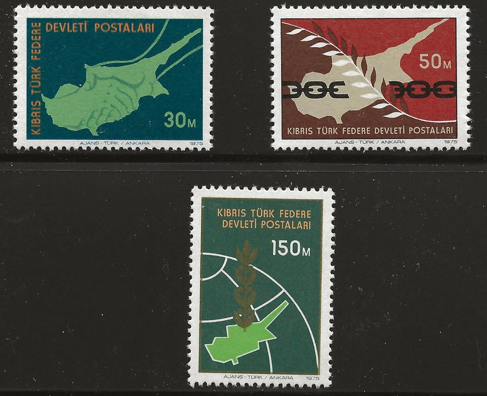 Cyprus Turkey Scott #23-25, Singles 1975 Complete Set FVF MNH - Image 1 of 1