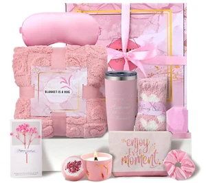 Birthday Gifts for Women Birthday Pink Relaxing Spa Gift Baskets Self Care Gift - Picture 1 of 12