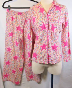 VS Victorias Secret Pajama PJ Set Pink Stars S Small Cotton Vintage - Picture 1 of 12
