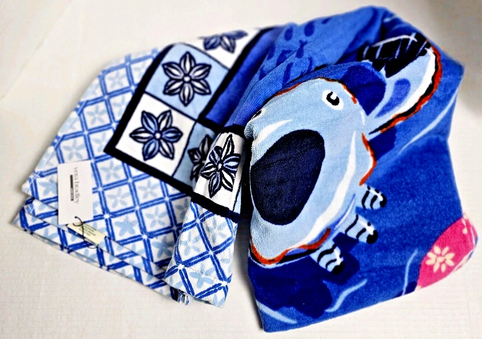 Vera Bradley Beach Towel  in Etched Floral Pool Blue - Image 1 of 4